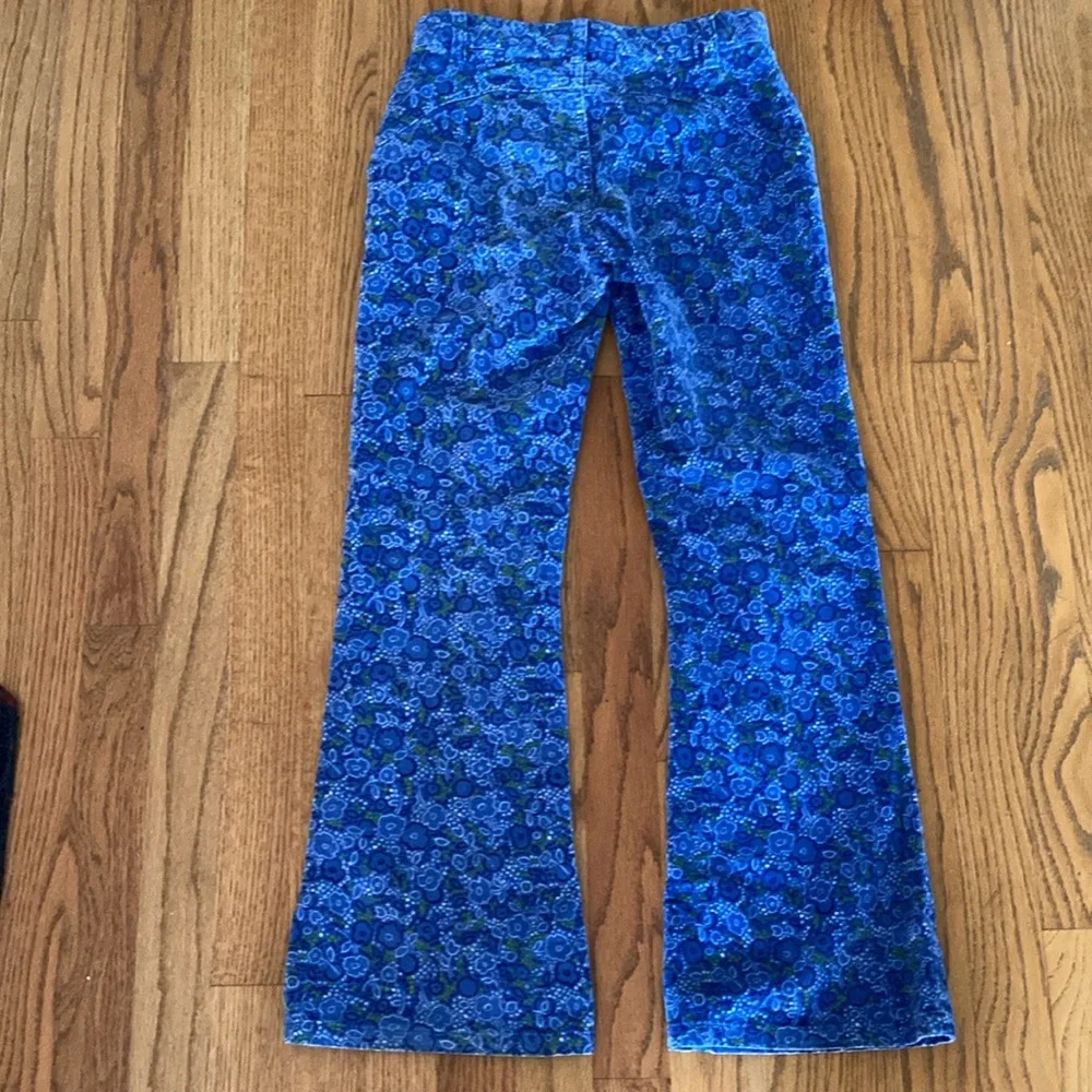 Gap Stretch Blue Floral Velvet Flare Pants